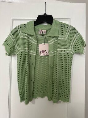Love By Design Green Crochet top